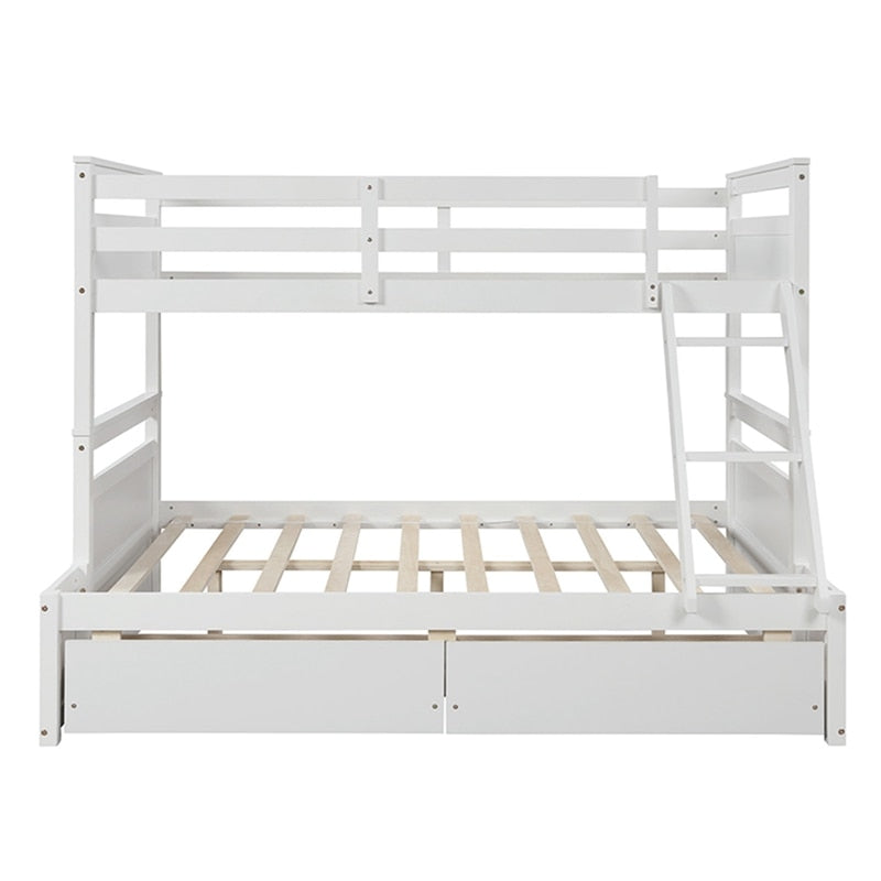 White Solid Pine Wooden Twin Loft Full Bunk Bed Strong Sturdy Frame