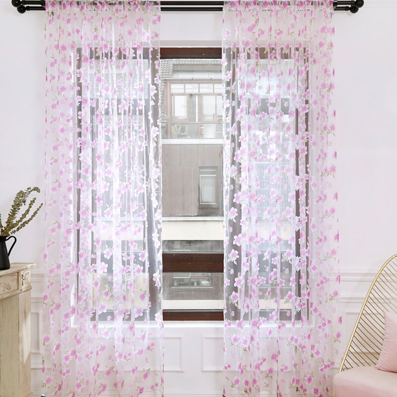 Flowers Tulle For Kitchen Living Room Bedroom Floral Sheer Curtains Home Decoration Window Treatments Voile Panel Drapes tul