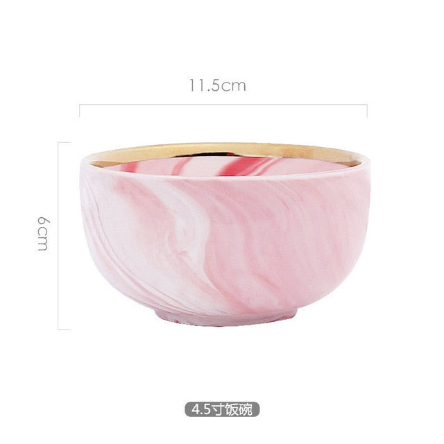 Pink Marble Ceramic Tableware
