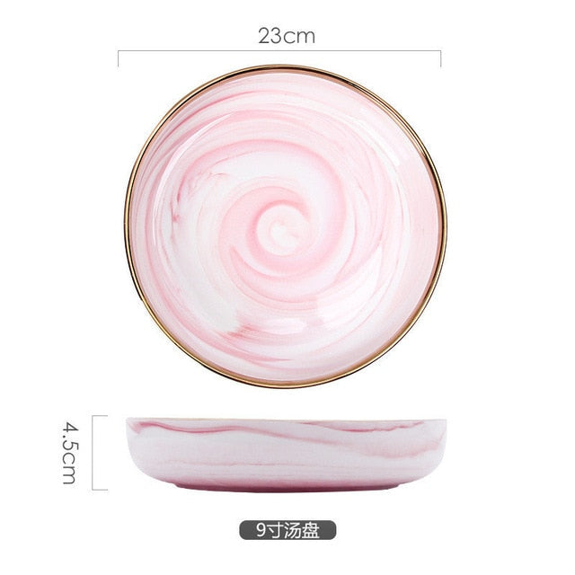 Pink Marble Ceramic Tableware