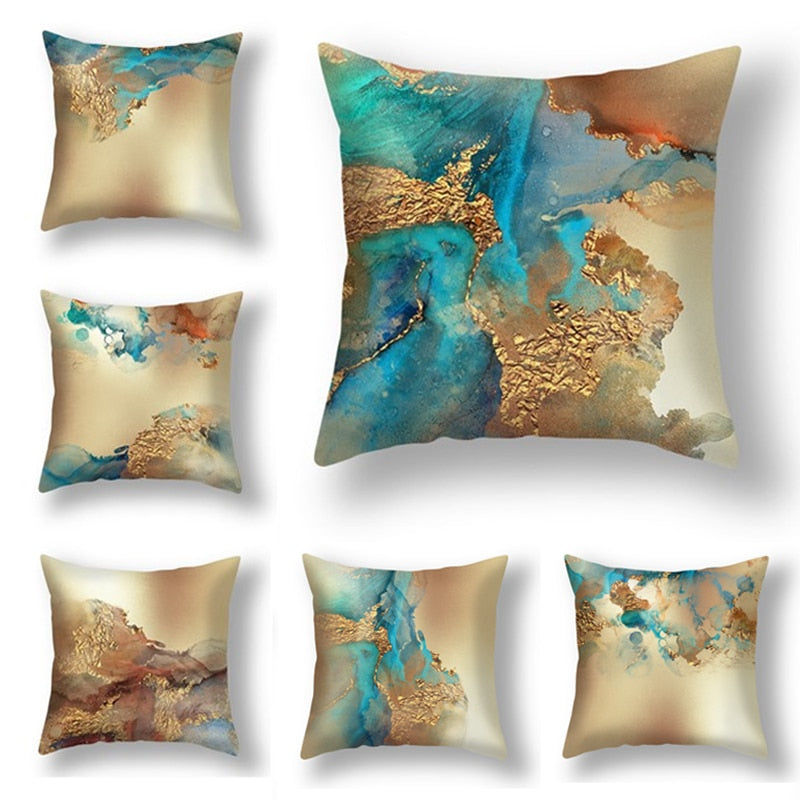 Abstract Printing Gold Cushion Cover