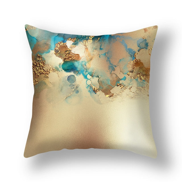 Abstract Printing Gold Cushion Cover