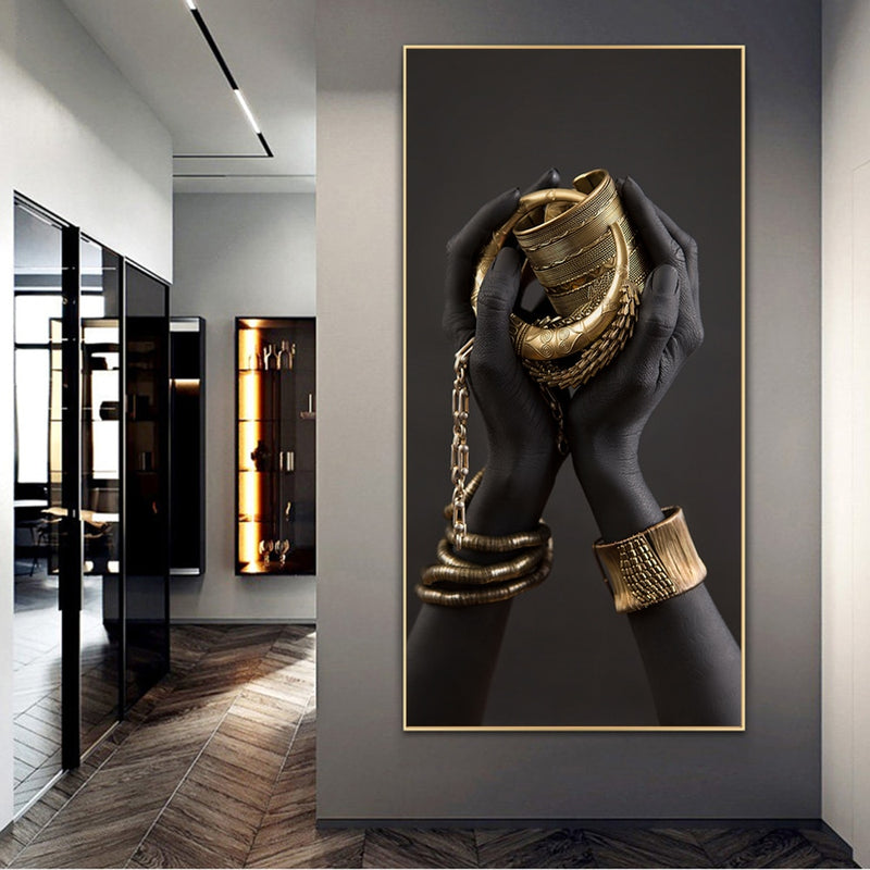 Black Hands Holding Jewelry Canvas Art Posters And Prints African Art Canvas Paintings On the Wall Art Pictures For Living Room