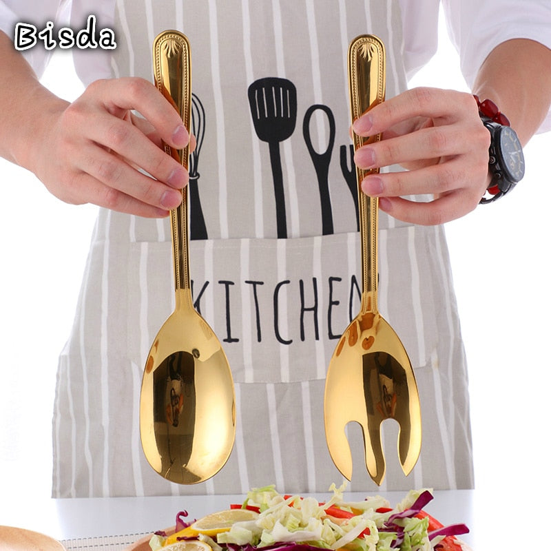 Large Salad Spoon and  Fork Set