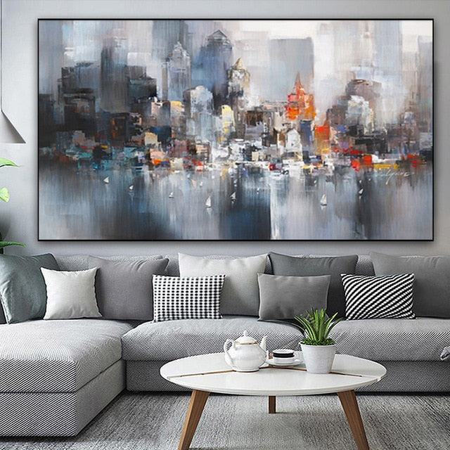 City Building Abstract Canvas