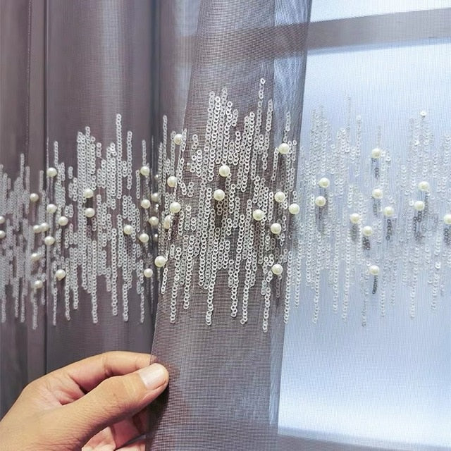 French Style Embroidery Sequins Curtain