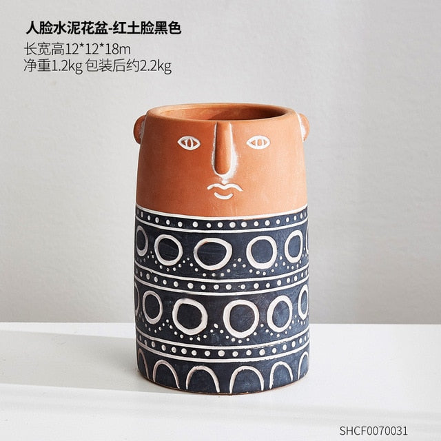 Human Face Ceramic Vase