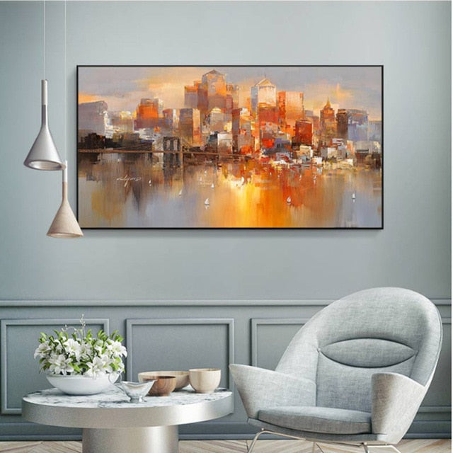 City Building Abstract Canvas
