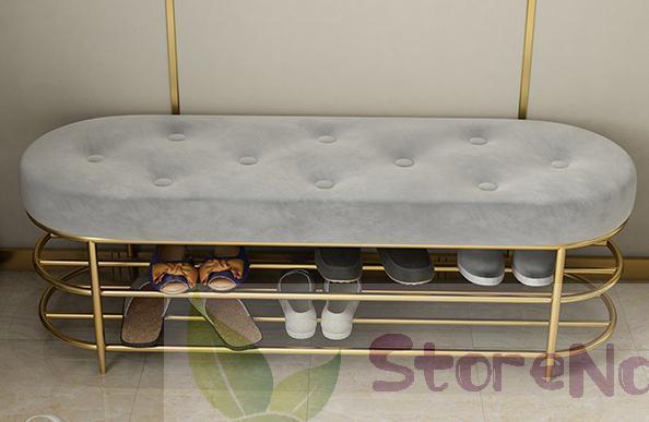 Light luxury shoe stool sofa stool with shoe cabinet home door soft cushion seatable shoe rack wear shoe stool