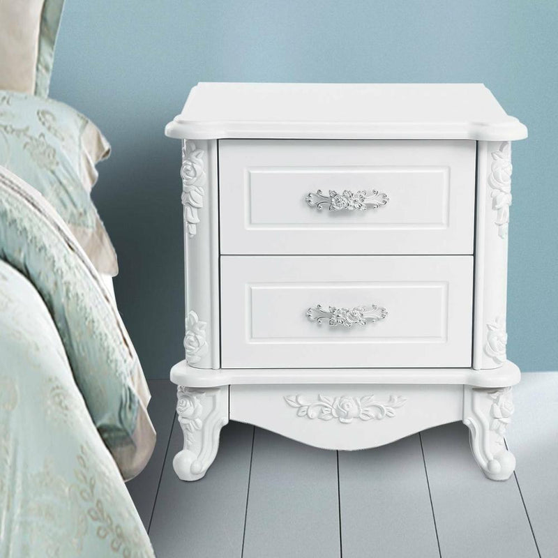 Yonntech Two Drawers Bedside Table Nightstand Side Cabinet Bedroom Organizer Storage Cabine