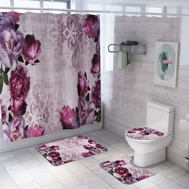 4PCS Floral Bathroom Set