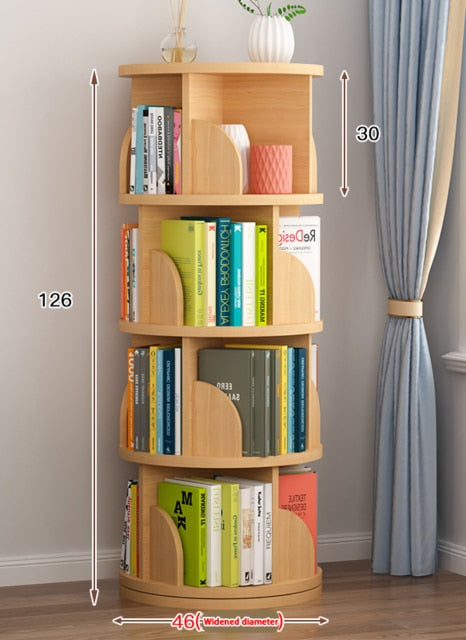 Four-Layer Rotating Bookshelf
