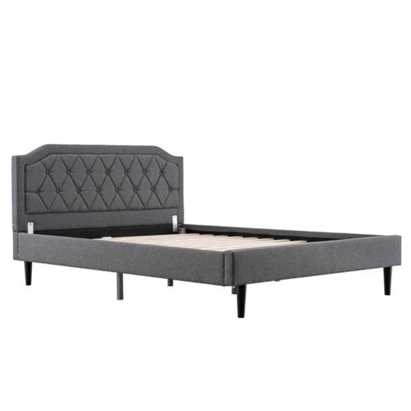 Modern Upholstered Bed with Diamond Buckle Decoration