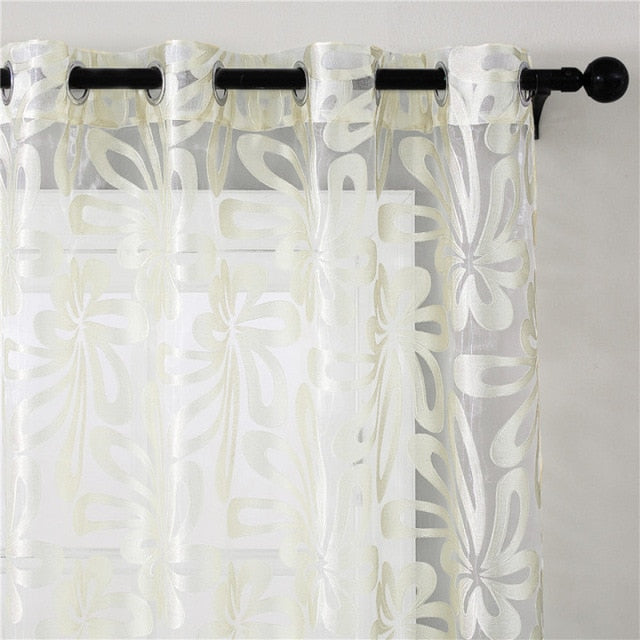 YokiSTG Geometric Flower Sheer Curtain for Living Room the Bedroom Kitchen Blinds Modern Window Treatments Draperies Home Decor