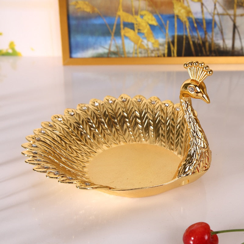 Metal Swan Shape Candy Fruit Plates Snack Tray Golden Candy Box Hotel KTV Service Small Serving Tray
