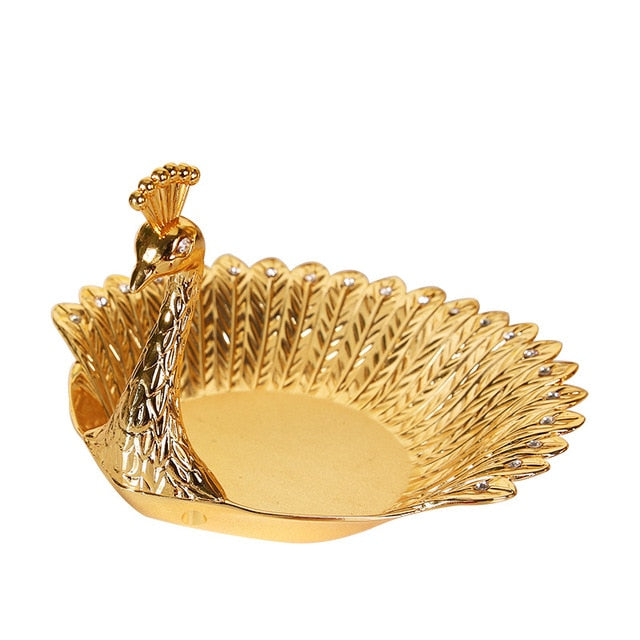 Metal Swan Shape Candy Fruit Plates Snack Tray Golden Candy Box Hotel KTV Service Small Serving Tray