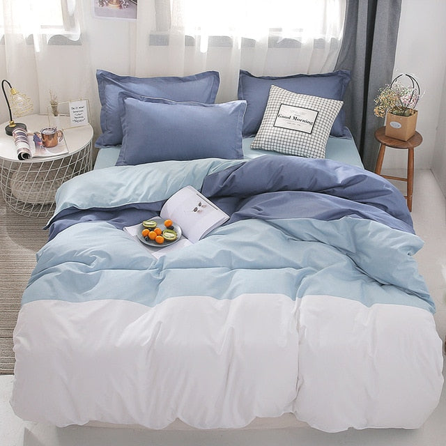 Nordic Duvet Cover Single Queen King Cute Cartoon Bedding Set Bed Sheet Pillowcase Stripe Aloe Cotton Bed Linen Simple Bedspread