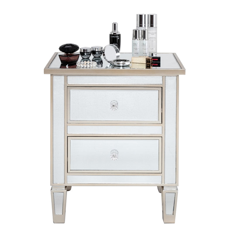 Lizie Modern and Contemporary Mirror 2- Drawers Nightstand