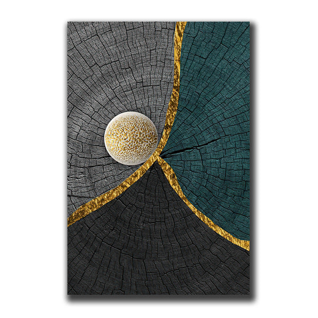 Abstract Golden Black Wood Texture Canvas Painting Posters and Prints Modern Nordic Wall Art Pictures for Living Room Home Decor