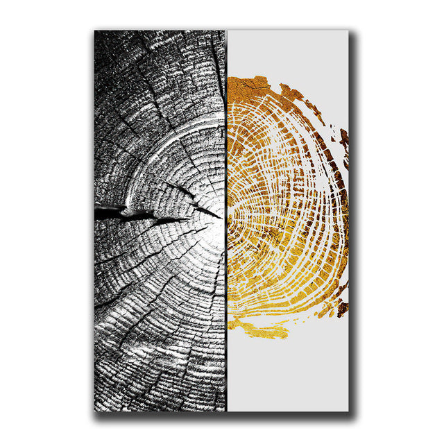 Abstract Golden Black Wood Texture Canvas Painting Posters and Prints Modern Nordic Wall Art Pictures for Living Room Home Decor