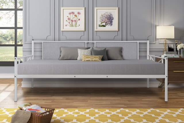 Metal Frame Daybed with Upholstered Sideboard
