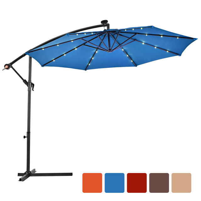Led Light Patio Umbrella with Base