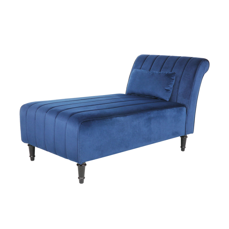 Camille Velvet Chaise Lounge with Lumbar Pillow