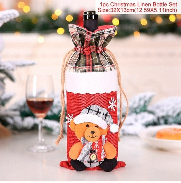 Christmas Wine Bottle Cover Merry Christmas Decorations