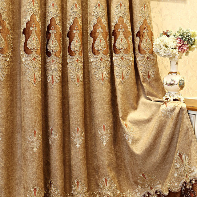 Luxury European Tulle Curtains Blackout Window Curtain for Living Room Bedroom Embroidery Modern Decoration Drapes Blinds