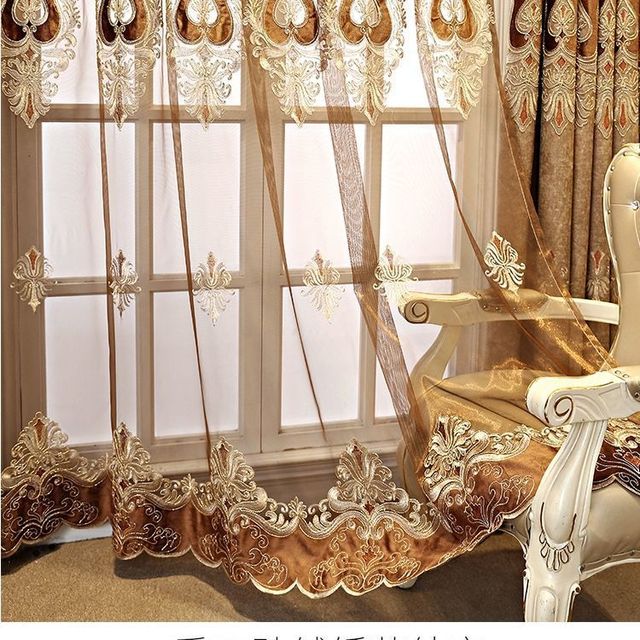 Luxury European Tulle Curtains Blackout Window Curtain for Living Room Bedroom Embroidery Modern Decoration Drapes Blinds