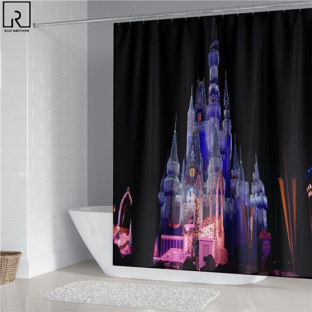 Night Castle Shower Screen Decorative Curtains for Bathroom