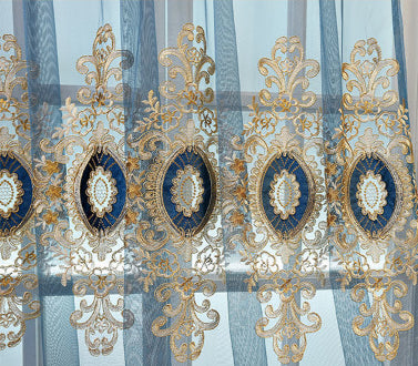 2PCS Extra Wide Embroidered Blackout Custom Curtains